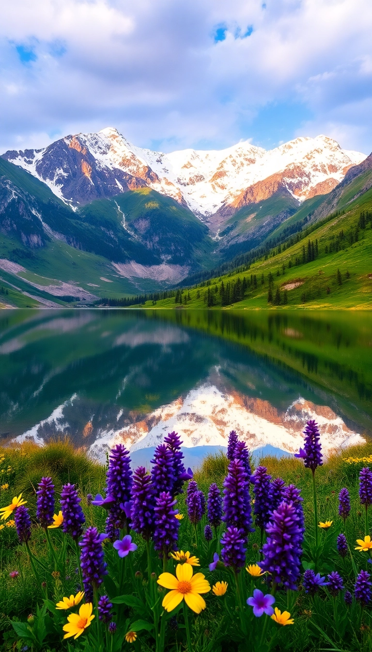 Best AI Spring Mountain Reflection Phone Exquisite Background